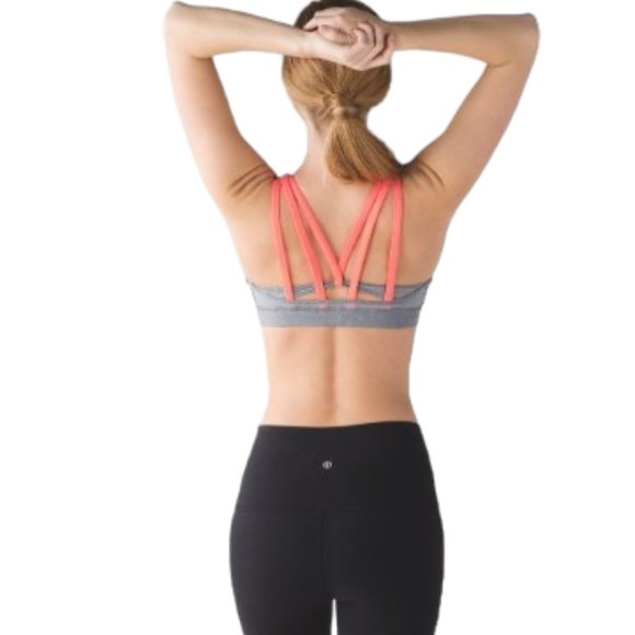 Lululemon Energy Bra Exhale Heathered Slate / Battleship / Pink Sz 8 - Picture 4 of 10